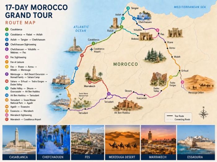 Morocco Grand Tour 1 morocco grand tour itinerary map