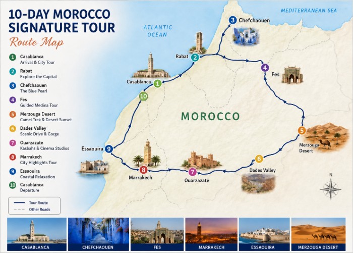 Morocco Signature Tour 1 Morocco Signature Tour itinerary map