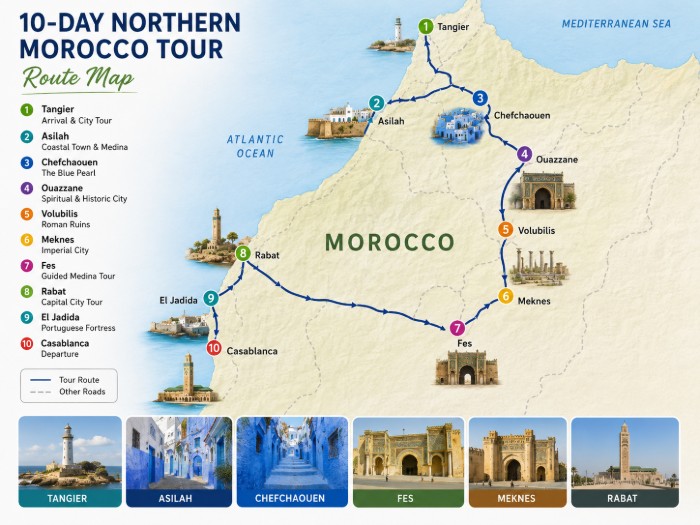 Northern Morocco Tour 1 Northern Morocco Tour Itinerary Map
