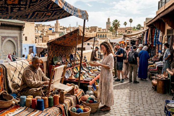Vibrant Moroccan medina street scene